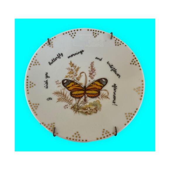 Vintage Butterfly Plate Wish You Butterfly Mornings and Wildflower Afternoons - Picture 1 of 5